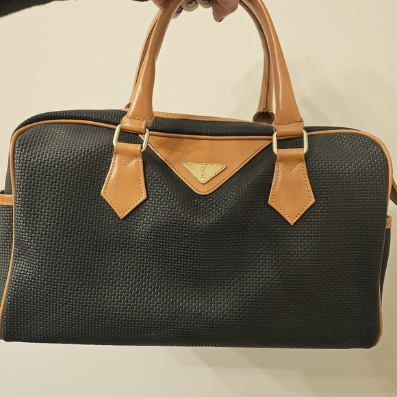 Yves Saint Laurent Handbags - Yves Saint Laurent Vintage Woven Canvas Boston Bag